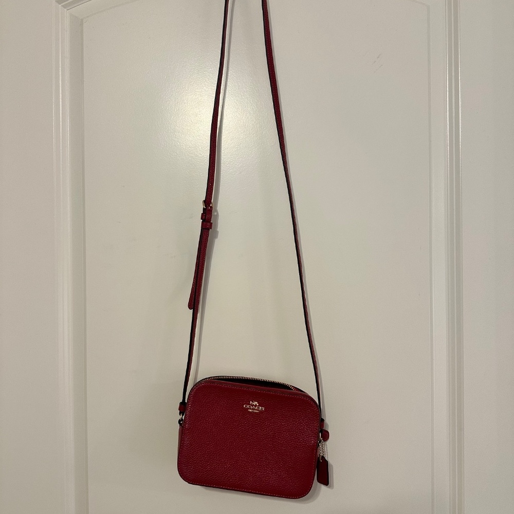 Red Leather Coach Side Bag - Picture 3 of 14